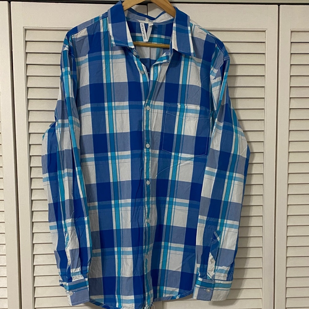 Kirra Blue and White Plaid Casual Shirt